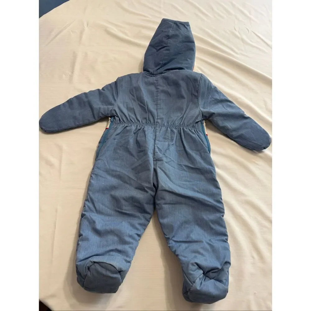 Quiltex Vintage Kids Train Embroidered Snowsuit Size 12 Months